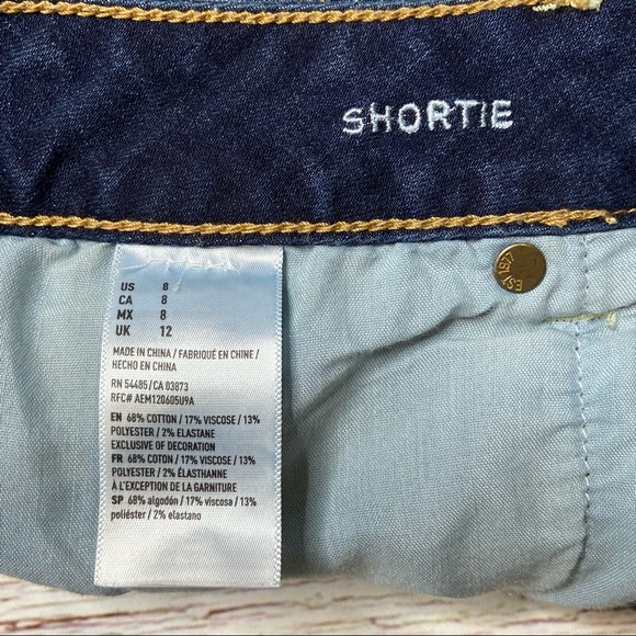AEO American Eagle Outfitters Shortie Dark Denim Jean Shorts Sz 8 - Picture 6 of 13